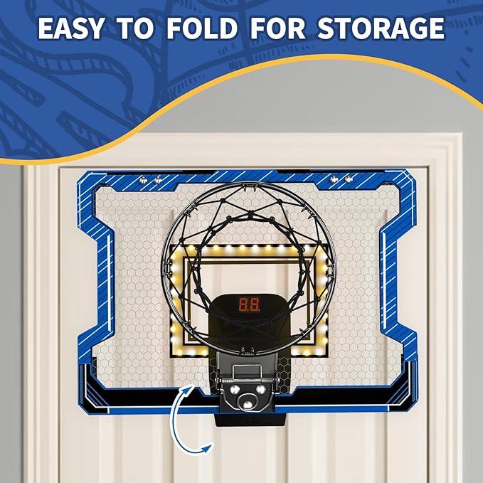 Mini Basketball Hoop Indoor with Scoreboard/LED Light