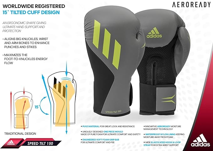 Adidas Speed TILT 150 Boxing Gloves - Training Boxing Gloves for Men & Women - Heavy Bag Gloves, Kickboxing Gloves, Punching Gloves for Fitness & MMA