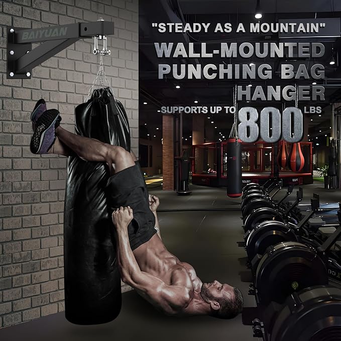 Heavy Bag Hanger - Wall Mount Punching Bag Hanger, Adjustable Heavy-Duty Boxing Bag Wall Bracket, Punching Bag Mount Stand for Home or Gym, for Kickboxing Bag, Muay Thai Bag,Etc (Supports up to 800Ib)