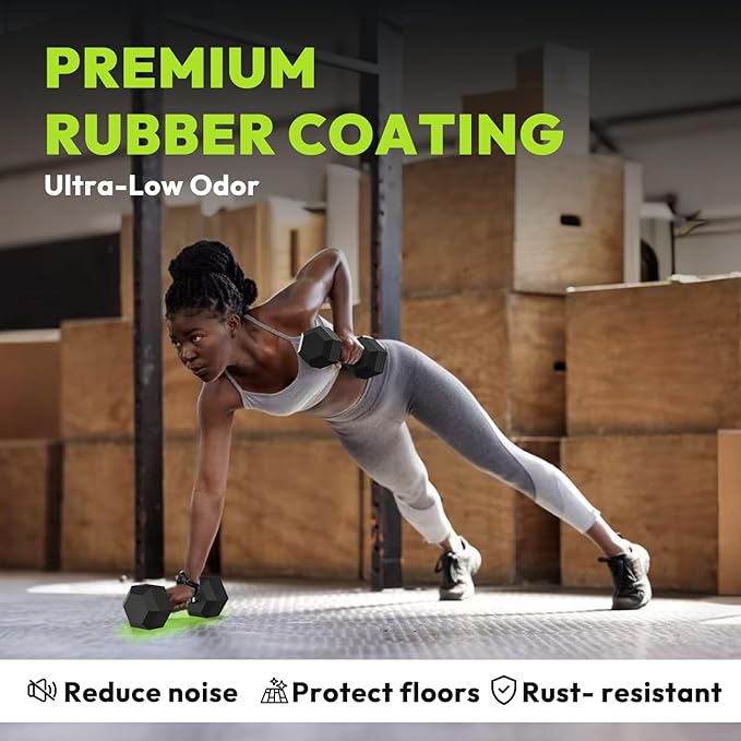 Hex Dumbbell Set, 30-480 lb Set Rubber Encased Exercise & Fitness Dumbbells, Weights Dumbbells Set, Hand Weight for Strength Training