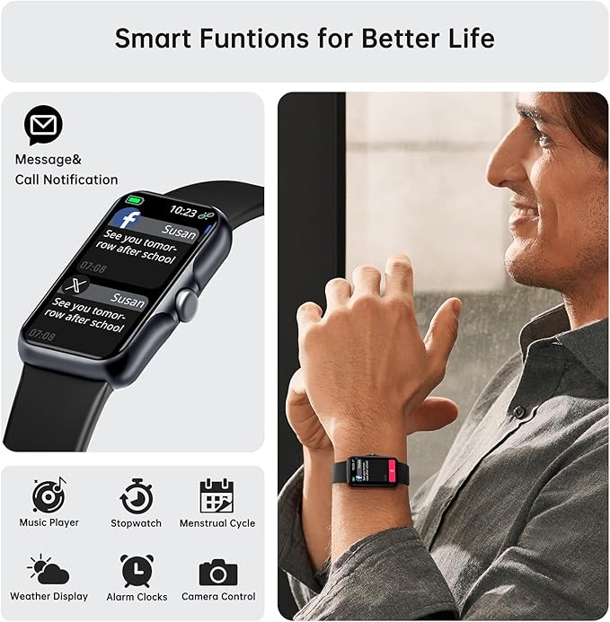 Health Fitness Tracker, Smart Watch with 24/7 Heart Rate and Blood Oxygen, Sleep Tracker with Blood Pressure Monitor, IP68 Waterproof Activity Tracker Pedometer Step Counter for Women Men