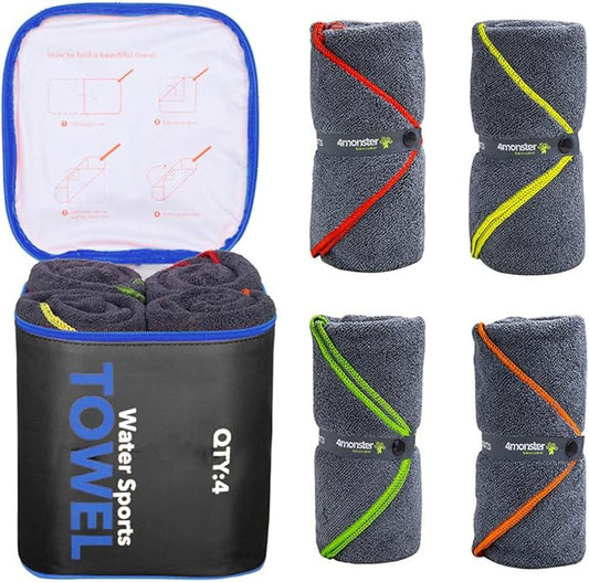 4Monster 4 Pack Microfiber Camping Towel Quick Dry