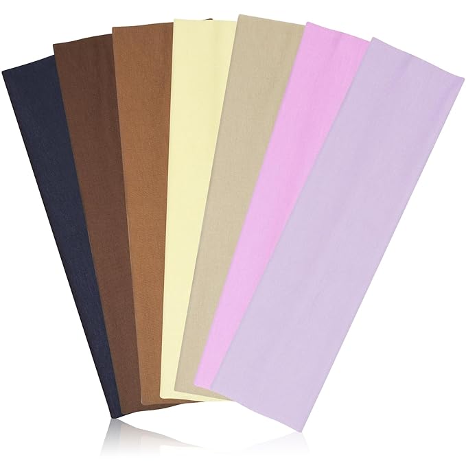 Headbands for Women Non Slip - 7PCS Fashion Sports Hair Bands for Women's Hair, Soft Cotton Cloth Stretchy Headbands for Women for Workout Yoga Running