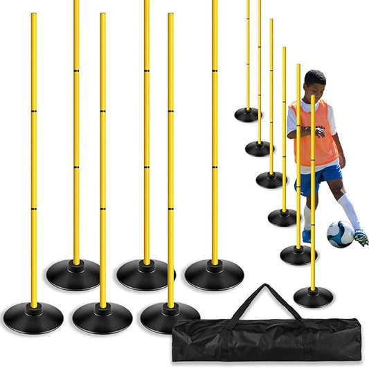 Agility Training Poles Set (Rubber Base with 3.3ft/1m 4.9ft/1.5m Poles)