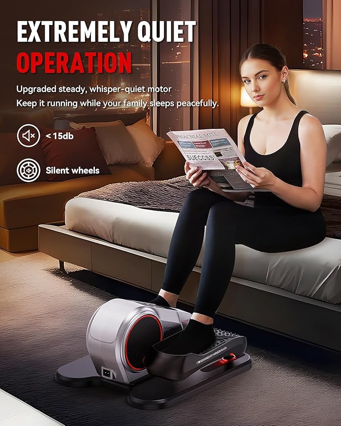 HARISON Under Desk Elliptical Machine for Seniors, Mini Elliptical with 12-Level Magnetic Resistance Adjustable, Bidirectional Motion, Pre-Assembled Low-Impact Leg Exerciser with Floor Mat