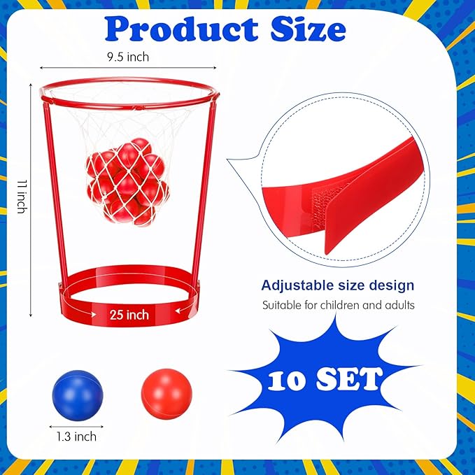 Meooeck 10 Pack Head Hoop Basketball Party Game 60 Ball