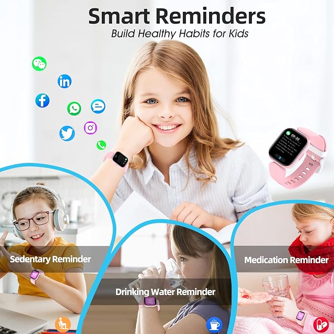Kids Fitness Activity Tracker Watch, 1.4" DIY Watch Face IP68 Waterproof Kids Smart Watch with 19 Sport Modes, Pedometers, Sleep Tracking, Great Gift for Boys Girls Teens 6+