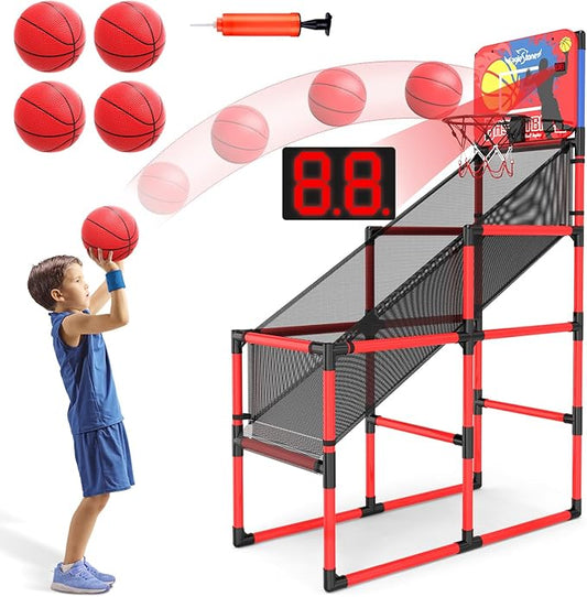 Kids Basketball Hoop Arcade Game W/Electronic Scoreboard Cheer Sound W/4 Balls, 3-6 5-7 5-7 8-12 8-12 Toddlers