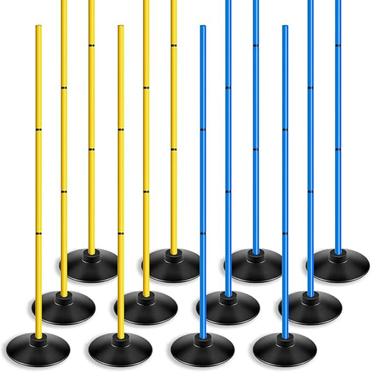 Agility Training Poles Set (Rubber Base with 3.3ft/1m 4.9ft/1.5m Poles)