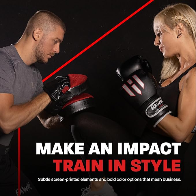 Hawk Sports Punching Mitts for Men, Women, & Kids, Leather Focus Mitts for Martial Arts & Boxing Training, Curved Punch Mitts for Karate, Kickboxing, Krav MAGA, Muay Thai & Taekwondo