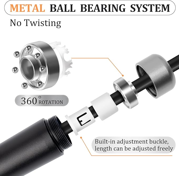 1LB Weighted Jump Ropes for fitness Women Men, Tangle-Free Ball Bearing Rapid Speed Skipping Jump Rope with Adjustable 9mm Cotton & PVC Cord, Aluminum Handles for MMA, Boxing, CrossFit, Weight-loss Workouts