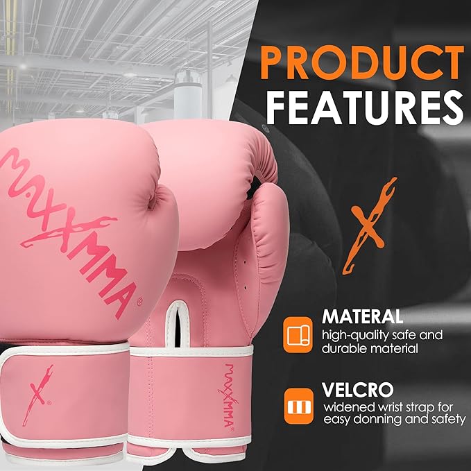 MaxxMMA Pro Style Boxing Gloves for Men & Women, Training Heavy Bag Workout Gloves, Muay Thai, Sparring Kickboxing Punching Bag Work Fight Gloves