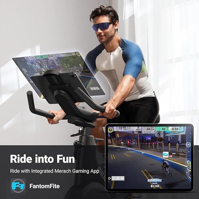 MERACH Magnetic Exercise Bike, Indoor Cycling Bike with Self-Developed App, 350 lbs Weight Capacity & 40 lbs Flywheel, Stationary Bike for Home Gym Fitness