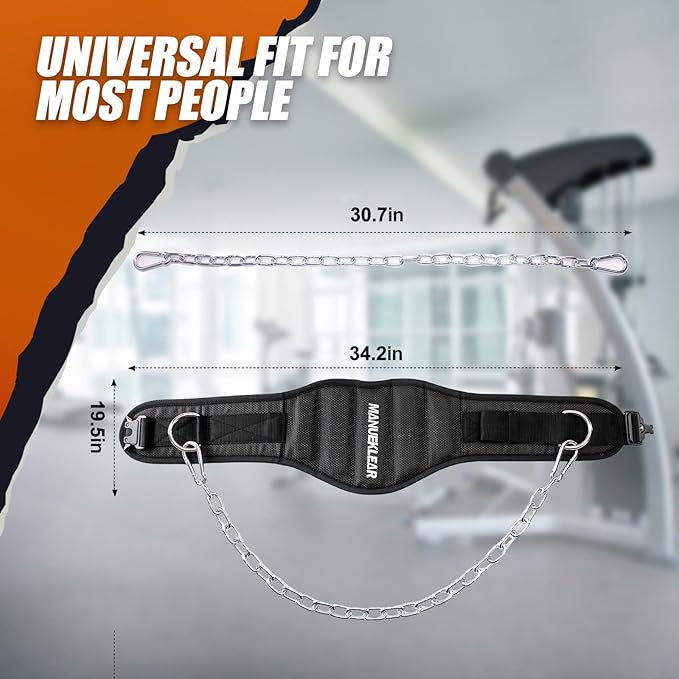 MANUEKLEAR Dip Belt for Weight Lifting 2 IN 1 Weight