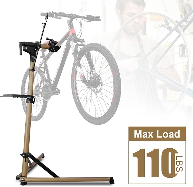 Heavy Duty Electric Bike Repair Stand Max 110 lbs, Portable Aluminum Bicycle Stand Manintenance Workstand,Suitable for Any BIke, Heavy E-Bike, Mountain Bike and Road Bike etc