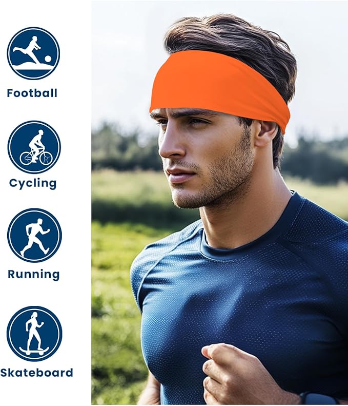 Headband for Men & Women, Sweat Wicking Sports Sweatband Headbands, Workout Running Training Yoga Basketball Hairband