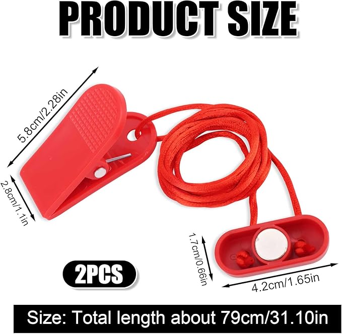2pcs Treadmill Magnet Safety Key, 1.65x0.67in Magnetic Safety Switch Universal Treadmill Emergency Stop Magnet Treadmill Replacement Accessories for Treadmills Running Machines (Flat Oval)