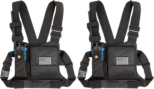 LUITON Radio Chest Harness with Reflective Strips Shoulder Motorola/Midland/Baofeng/Retevis(2 Pack)