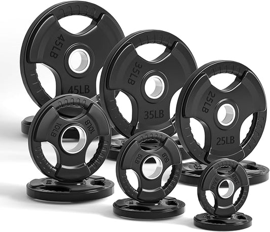 LIONSCOOL 2-Inch Rubber Olympic Grip Weight Plates (2.5-45LB), One
