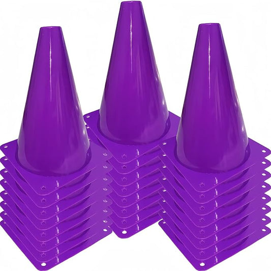 24 Pcs 7 Inch Plastic Traffic Cones, Basketball Football Drills, Skating, Sport Training Agility Markers, Indoor Outdoor Games, Multicolor