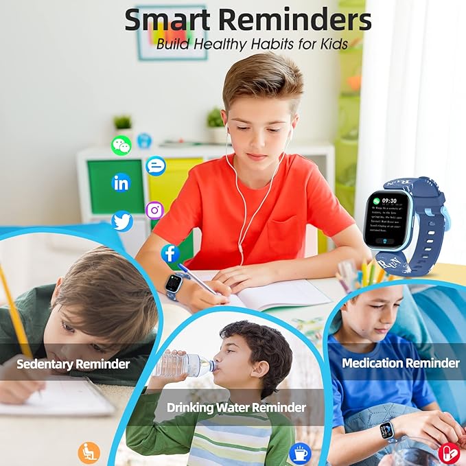Kids Fitness Activity Tracker Watch, 1.4" DIY Watch Face IP68 Waterproof Kids Smart Watch with 19 Sport Modes, Pedometers, Sleep Tracking, Great Gift for Boys Girls Teens 6+