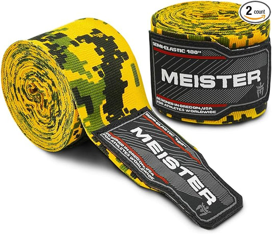 Meister Adult 180" Semi-Elastic Hand Wraps for MMA & Boxing (Pair)