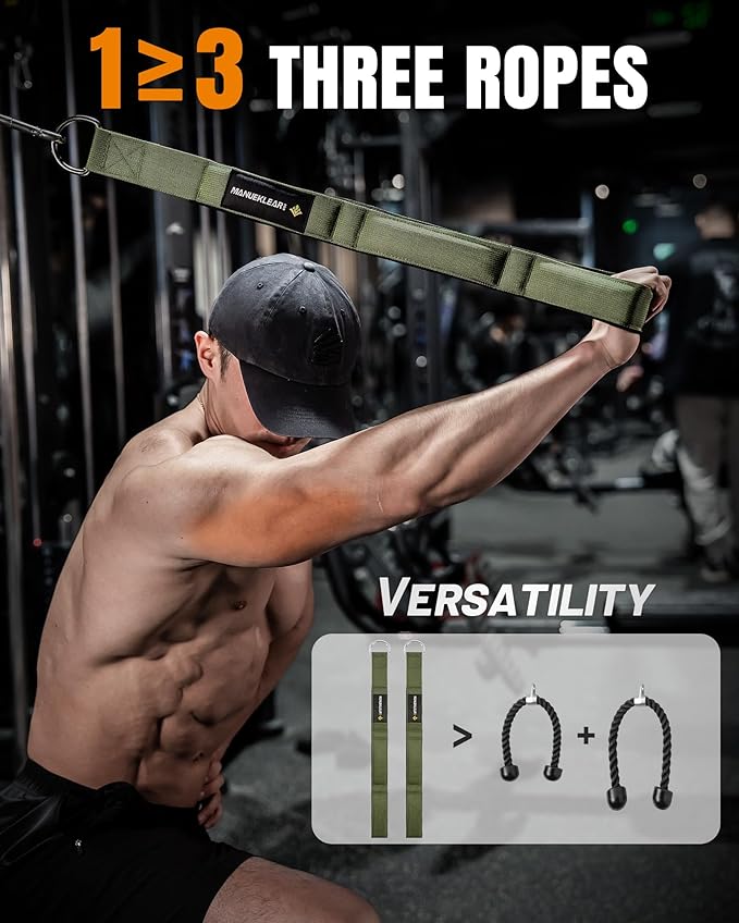 MANUEKLEAR Tricep Rope Cable Attachment Handles, Greater Range of Motion, Tricep Pull Down Rope for Push Downs, Crunches, Facepulls for Professional Gym