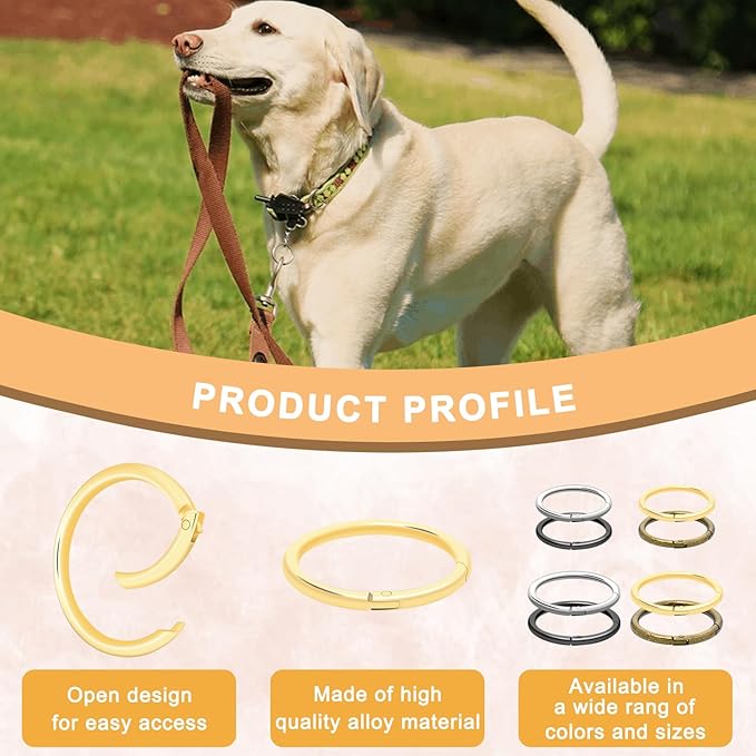 10Pack 1-1/2" Large Round Carabiner Clips, Metal Spring O Rings for Organizer Key Rings, Paracord Keychain Lanyard, Pet Chains, Purse Hardware, Key Snap Hooks DIY Accessory (Black)