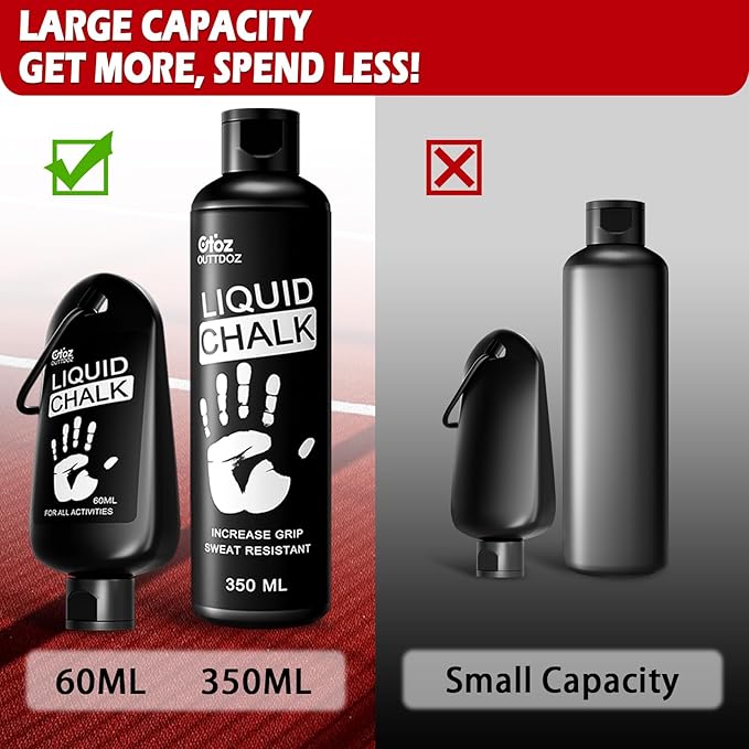 60ML Superior Grip Liquid Chalk Mess-Free Gym Chalk for Weightlifting, Gymnastics, Rock Climbing, Dancing, Dries in Seconds. Package May Vary.