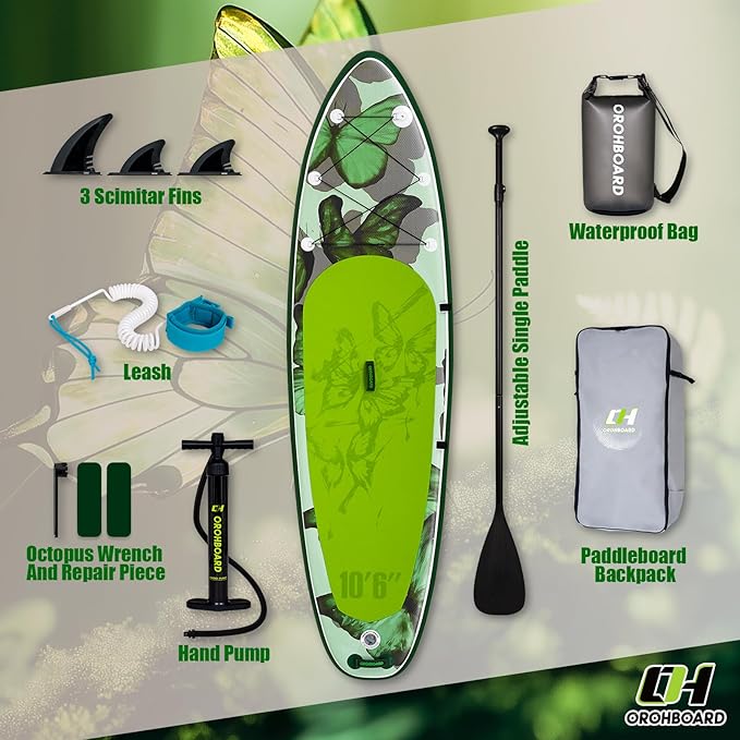 10’6/11’6 Inflatable Stand Up Paddle Board with Premium Paddleboards Accessories, Wide Stable Designed SUP Paddleboard for Adults & Youth.