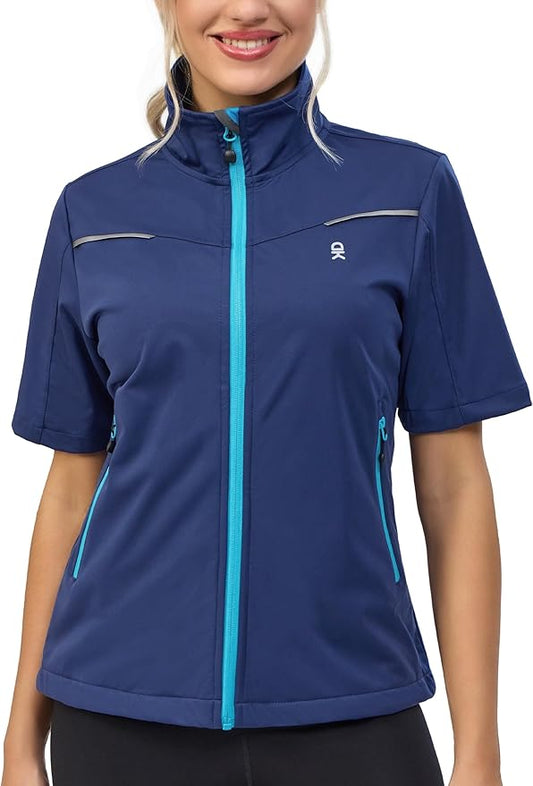 Little Donkey Andy Women's Short Sleeve Jacket Windproof Lightweight Vest for Golf Hiking Running