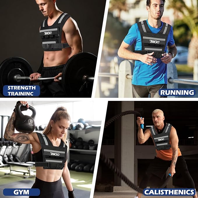 Adjustable Weighted Vest Men 19lbs/ 30lbs/ 40lbs Weights with Reflective Stripe, Weight Vest Woman Workout Vest for Crossfit, Calisthenics, Running & Walking.