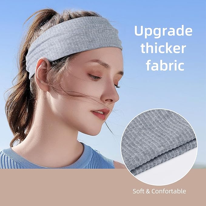 Headbands for Women Wide Non Slip Hairbands for Women's hair Soft Elastic Thick Head Bands Fashion Workout Yoga Hair Accessories, 6 Pack