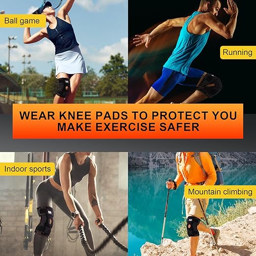 Hinged Knee Brace For Meniscus Tear - Adjustable Knee Support for Knee Pain Removable Side Knee Stabilizers and Gel Pads Effective Relief Arthritis Tendinitis Pain For Men and Women