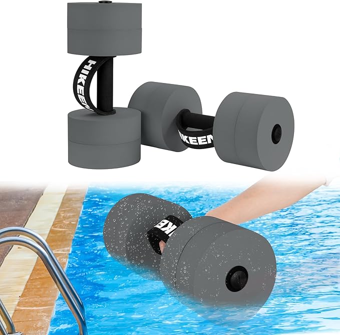 Hikeen Aquatic Exercise Dumbbells Water Dumbbell Pool Resistance Aquatic Fitness Barbells with 4 High-Density EVA Foam Pool Weights Dumbbells, for Water Aerobics Weight Loss