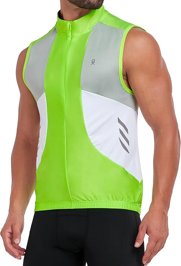 Little Donkey Andy Men's Half Zip Breathable Cycling Vests Reflective Sleeveless Jerseys Lightweight Bicycle Running