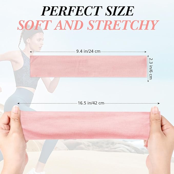 Headbands for Women Non Slip, Stretchy Sweat Headband for Workout Yoga Running, Head Bands for Women's Hair - 8 Pack