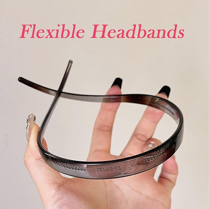 3 Pack Plastic Plain Headbands for Women, Headband Designed for Eyewear, Fashion Skinny Headbands-Bright Surfac