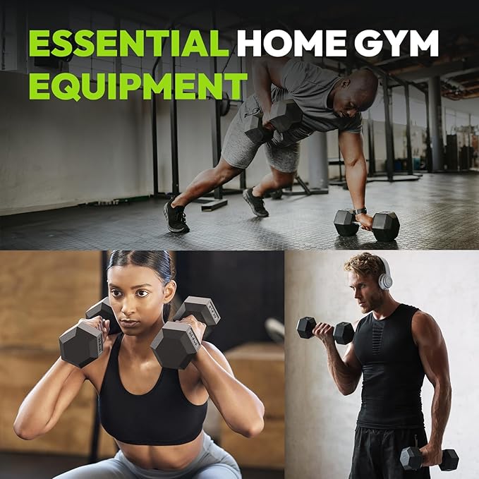 Hex Dumbbell Set, 30-480 lb Set Rubber Encased Exercise & Fitness Dumbbells, Weights Dumbbells Set, Hand Weight for Strength Training