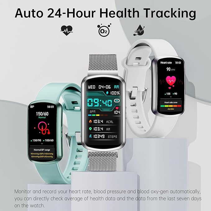 Health Fitness Tracker with 24/7 Heart Rate and Blood Pressure, Smart Watch with Blood Oxygen Monitor, 120+ Sport Mode, Sleep Tracking Waterproof Activity Tracker for Women Men