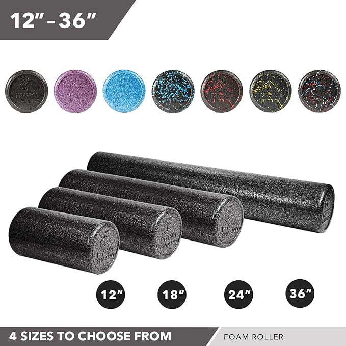 High-Density Round Foam Rollers - 4 Size and 8 Color