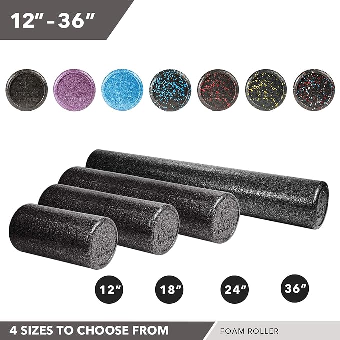 High-Density Round Foam Rollers - 4 Size and 8 Color