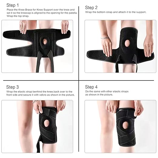 Luwint Youth Adult Neoprene Knee Brace, Open Patella Stabilizer with Adjustable Straps Knee Pads Support for Arthritis, ACL, Relieves Pain, Basketball, Sports, 1 Piece