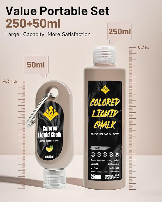 MANUEKLEAR 50/250ml Scented Gym Chalk Easy to Carry, Liquid Chalk Gym for Dry Hands and Enhance Grip, Lifting Chalk for Weightlifting, Gymnastics, Rock Climbing