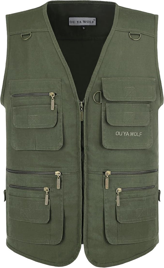 Men's Utility Work Hunting Travel Fishing Multi-Pockets Outdoor Vests