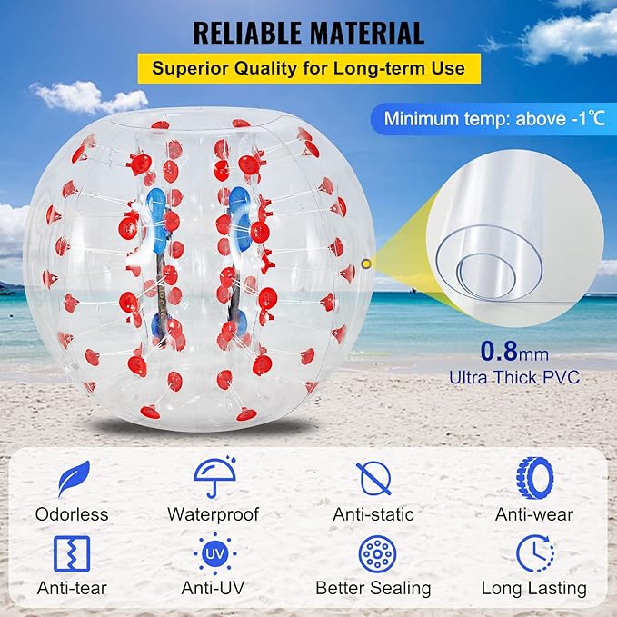 Happybuy Inflatable Bumper Ball 4 FT / 1.2M Diameter 5 Min,