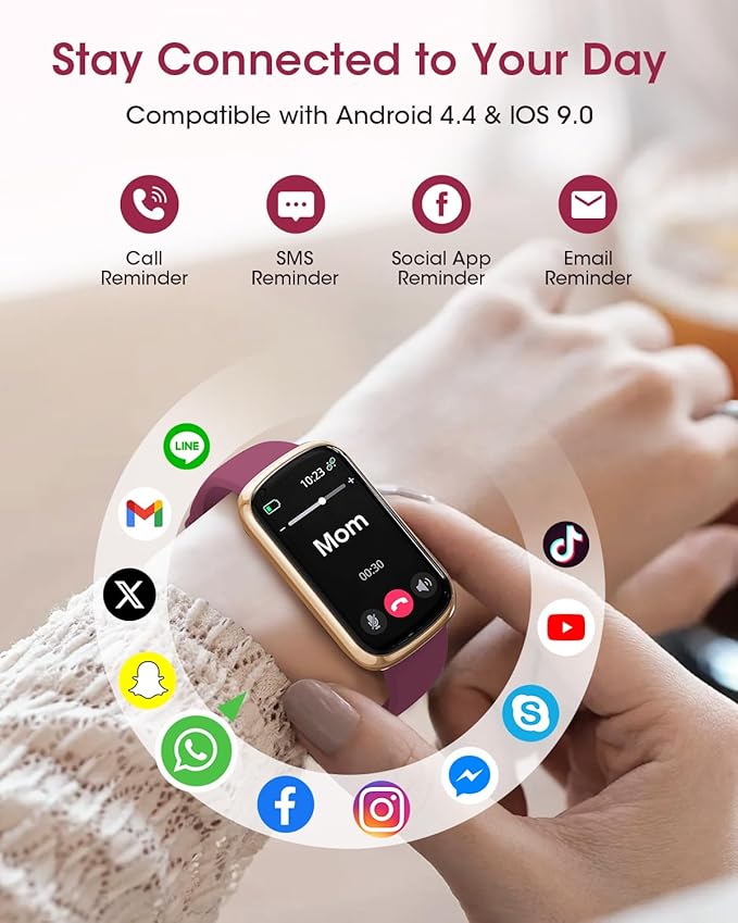 Health Fitness Tracker for Men Women: Fitness Smart Watch for Woman with 24H Heart Rate Monitor Blood Oxygen Sleep Tracker Calorie Step 5ATM Waterproof Activity Trackers for iPhone Android - Burgundy