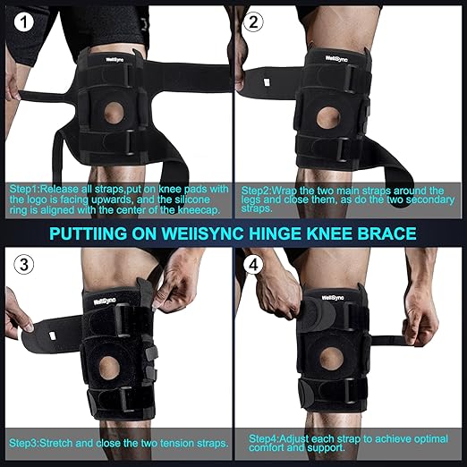 3-IN-1 Professional Hinged Knee Brace for Meniscus Tear,Adjustable Hinged Support with Side Stabilizers & Patella Gel Pads,for ACL,MCL,Arthritis,Injury Recovery-Unisex