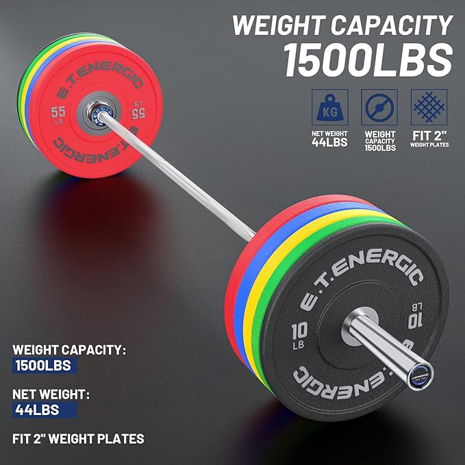 7ft Olympic Barbell Bar 45LB Load 1500-lbs Capacity Available 2" Olympic