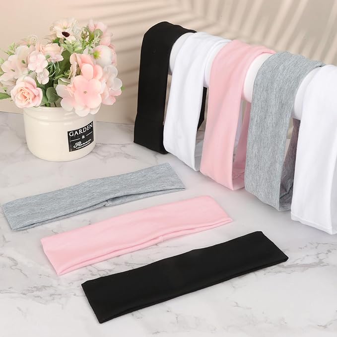 Headbands for Women Non Slip, Stretchy Sweat Headband for Workout Yoga Running, Head Bands for Women's Hair - 8 Pack